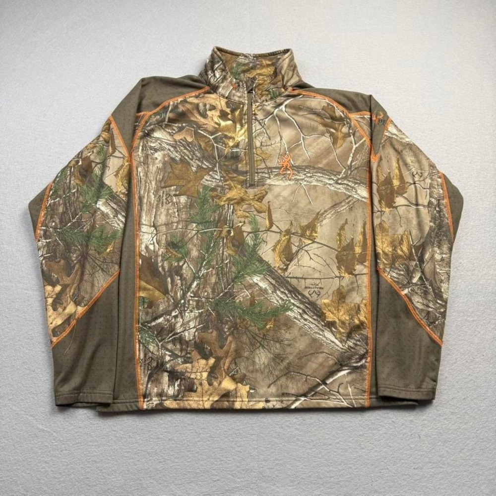 Browning Realtree Camo 1/4 Zip Performance Hunting Pullover Size XL